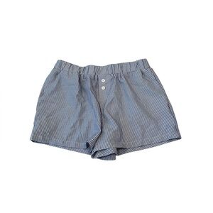 BTFMB Blue and White Striped Women’s Casual Flowy Boxer Shorts Small